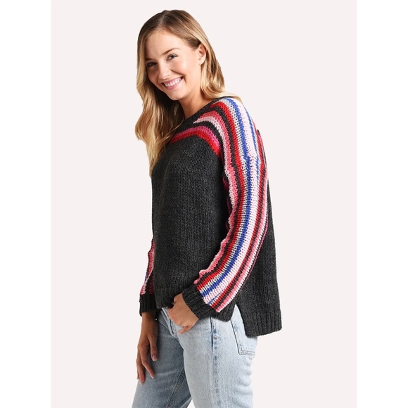 XIRENA Teton Aprés Ski Sweater Alpaca Gray Colorful Stripes Sporty Apres X-Small - Picture 6 of 15